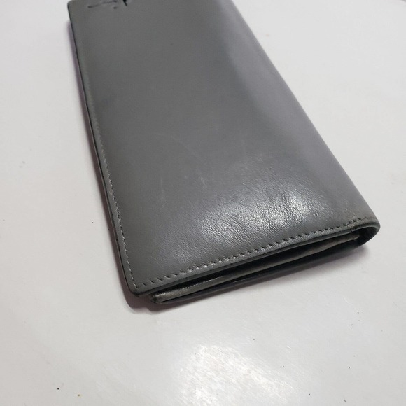 Dior Home Leather Wallet Gray Bifold Long Slim Unisex Checkbook Card Holder Logo - Picture 12 of 12